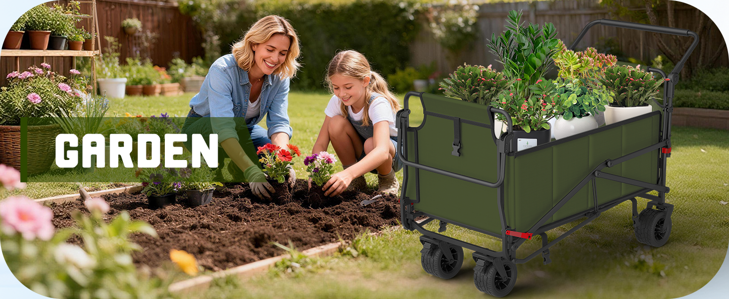 Heavy Duty Folding Wagon - 2-in-1 Collapsible Cart