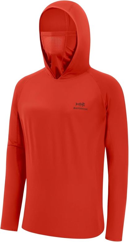 BASSDASH UPF 50+ - Camisa de Pesca de Manga Larga para Hombre con máscara UV Cuello Polaina con Capucha