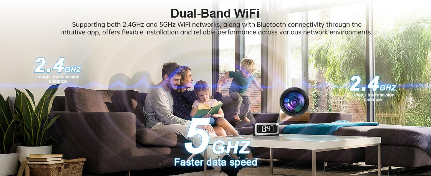 3MP HD Wireless Clock Camera  , Night Vision, Motion Detection, Loop Recording, 2.4GHz WiFi Connectivity, Battery Powered, Remote Real-Time Viewing, Perfect for Home, Office, Warehouse Monitoring