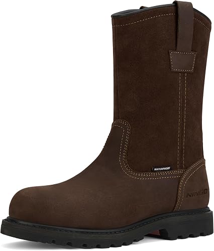 Botas de trabajo con punta de acero para hombre, botas Wellington impermeables