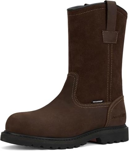 Botas de trabajo con punta de acero para hombre, botas Wellington impermeables