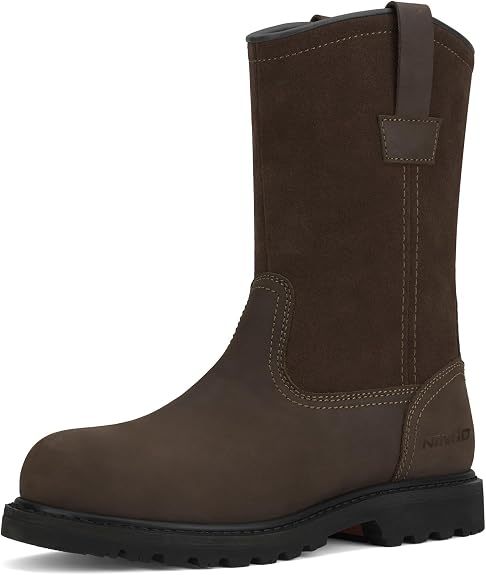 Botas de trabajo con punta de acero para hombre, botas Wellington impermeables