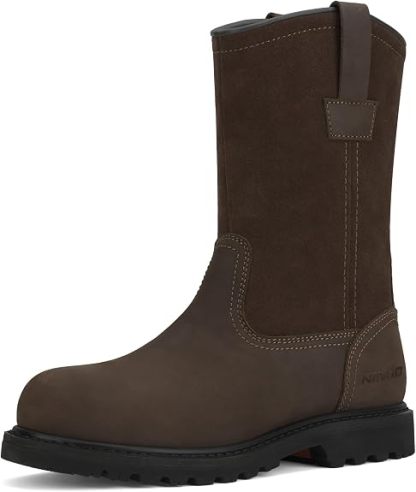 Botas de trabajo con punta de acero para hombre, botas Wellington impermeables