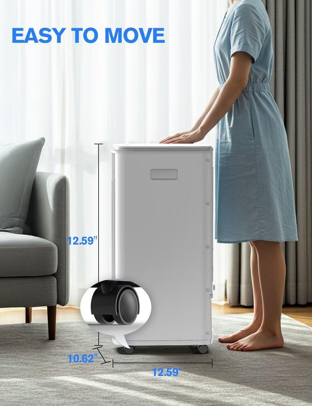 Portable Air Conditioners, 3-IN-1 Evaporative Air Cooler w/ 4 Ice Packs, 3L Water Tank for Cooing, 7H Timer for Auto-Off, Swamp Coolers with 70° Oscillation, White-10