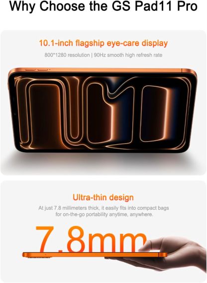 Tablet GS Pad 11 Pro 10.1" HD IPS 4G Wi-Fi Octa-Core MT6750 Dual AI Camera Bluetooth Dual Speakers Ultra Slim Android Tablet (cor de laranja)