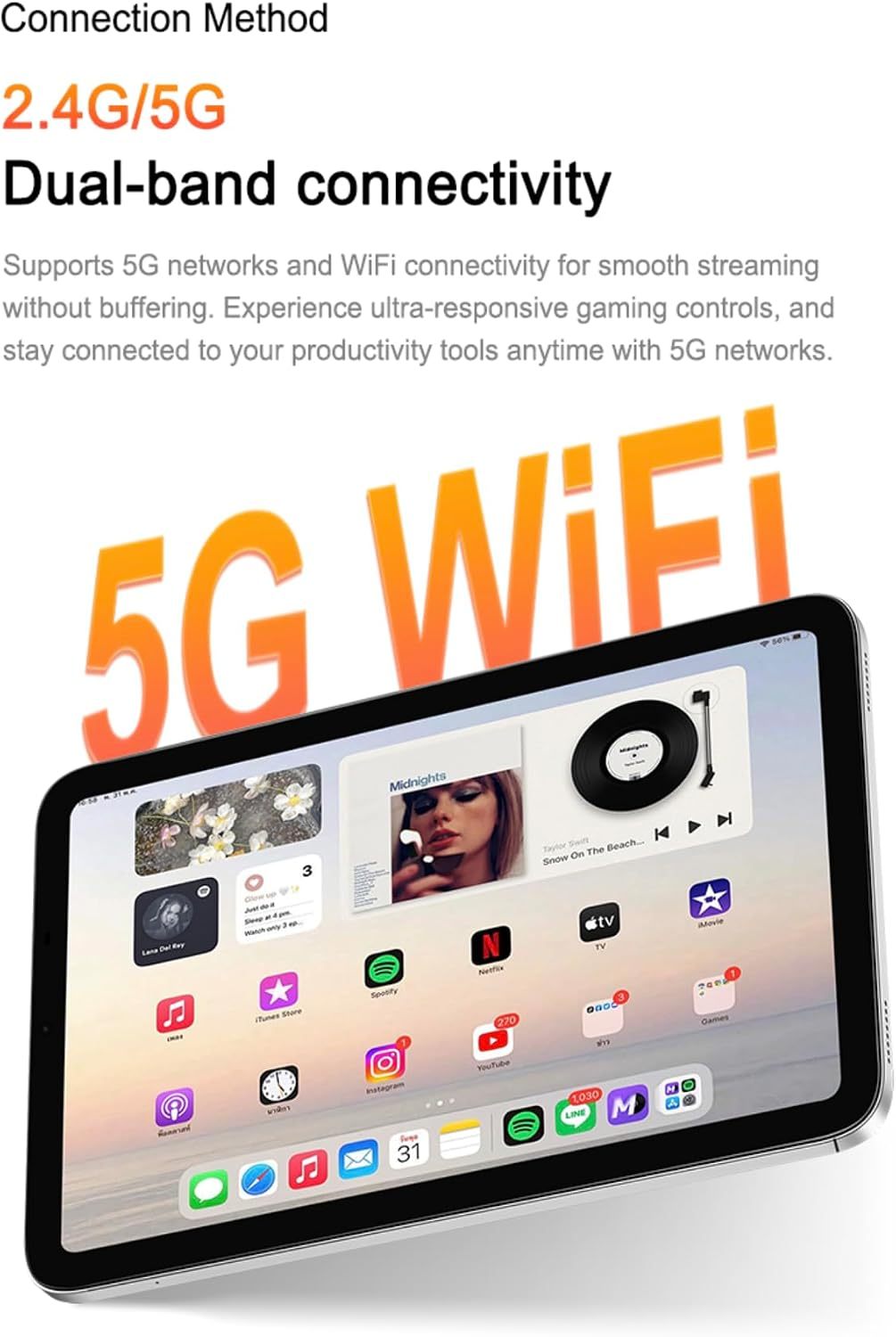 Tablet GS Pad 11 Pro 10.1" HD IPS 4G Wi-Fi Octa-Core MT6750 Dual AI Camera Bluetooth Dual Speakers Ultra Slim Android Tablet (cor de laranja)