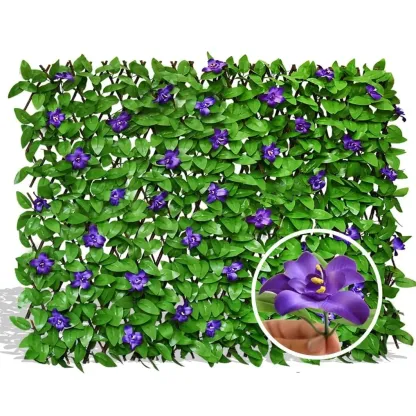 Expandable Artificial Ivy Lattice Privacy Fence Screen, Garden Fencing Panel with Realistic Leaves, Porch-Patio Decor Solution, Vertical Garden Trellis for Backyard Unsightly View Hiding
