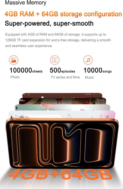 Tablet GS Pad 11 Pro 10.1" HD IPS 4G Wi-Fi Octa-Core MT6750 Dual AI Camera Bluetooth Dual Speakers Ultra Slim Android Tablet (cor de laranja)