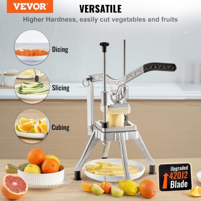 Picador comercial de verduras con 4 cuchillas de repuesto, cortador de patatas francesas de acero inoxidable y cortador de frutas para restaurantes y cocina casera