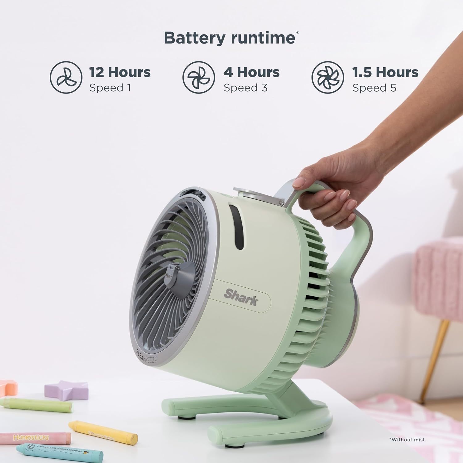 FlexBreeze HydroGo - Ventilador portátil ultrapotente con niebla evaporativa interior + exterior, hasta 70 pies de alcance, con cable e inalámbrico, hasta 12 horas batería,