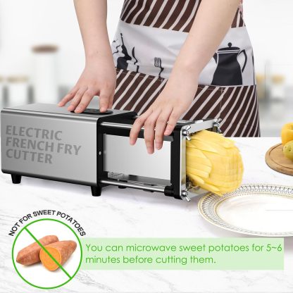 Cortador Eléctrico de papas Fritas con cuchillas de 2 tamaños, Profesional Cortador de papas Fritas con cuchillas de acero inoxidable de 1/2" y 3/8" para Cortar Cebollas, Papas, Pepinos