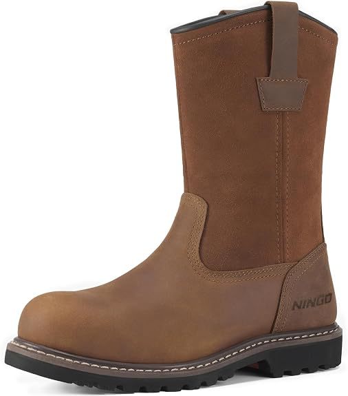 Botas de trabajo con punta de acero para hombre, botas Wellington impermeables