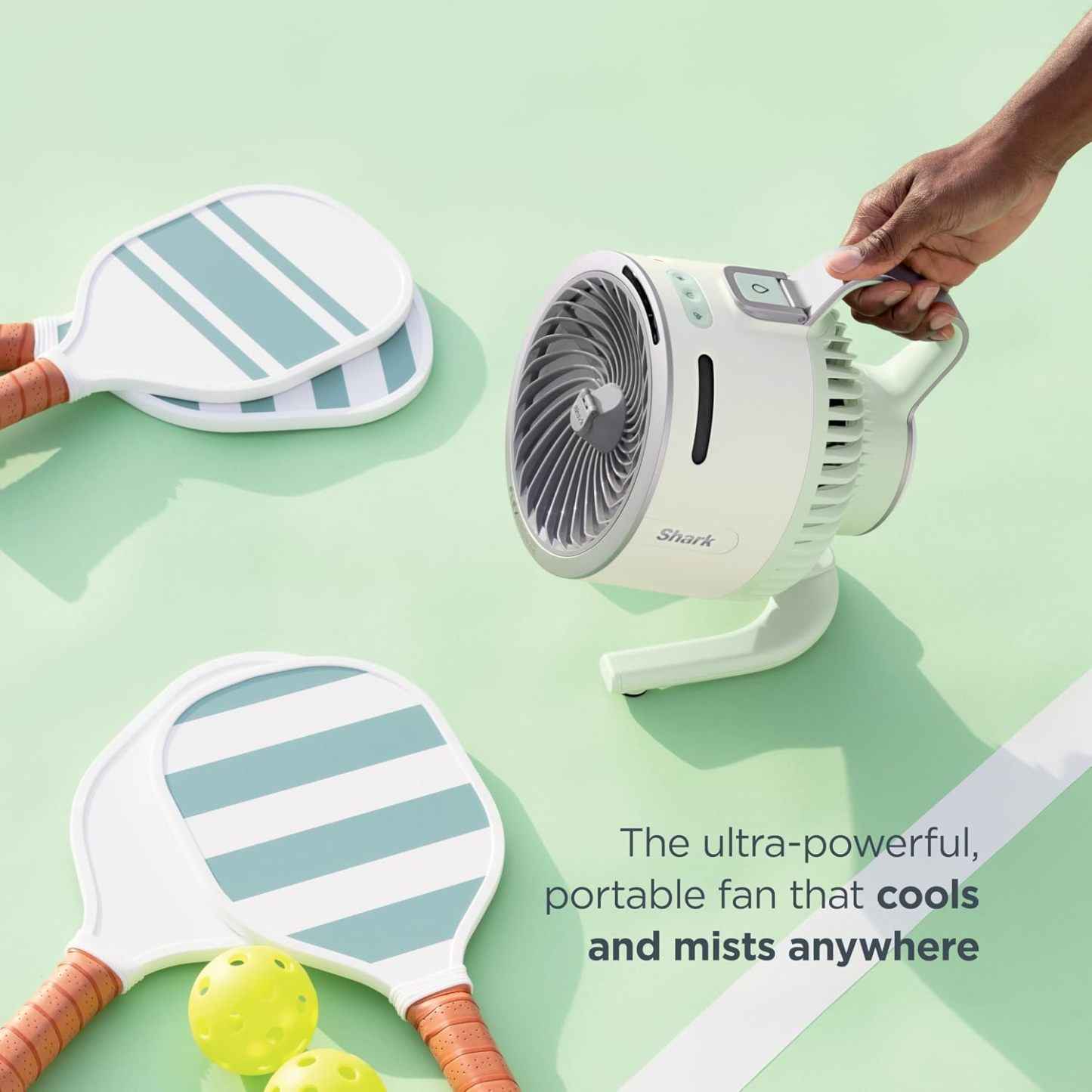 FlexBreeze HydroGo - Ventilador portátil ultrapotente con niebla evaporativa interior + exterior, hasta 70 pies de alcance, con cable e inalámbrico, hasta 12 horas batería,