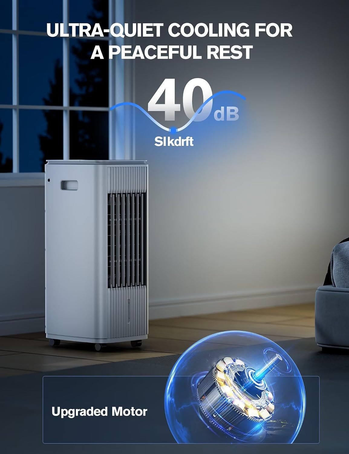 Portable Air Conditioners, 3-IN-1 Evaporative Air Cooler w/ 4 Ice Packs, 3L Water Tank for Cooing, 7H Timer for Auto-Off, Swamp Coolers with 70° Oscillation, White-10