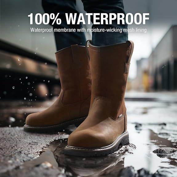 Botas de trabajo con punta de acero para hombre, botas Wellington impermeables