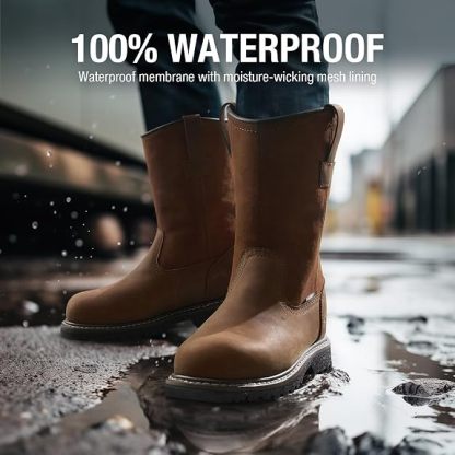 Botas de trabajo con punta de acero para hombre, botas Wellington impermeables