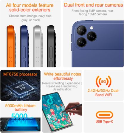 Tablet GS Pad 11 Pro 10.1" HD IPS 4G Wi-Fi Octa-Core MT6750 Dual AI Camera Bluetooth Dual Speakers Ultra Slim Android Tablet (cor de laranja)