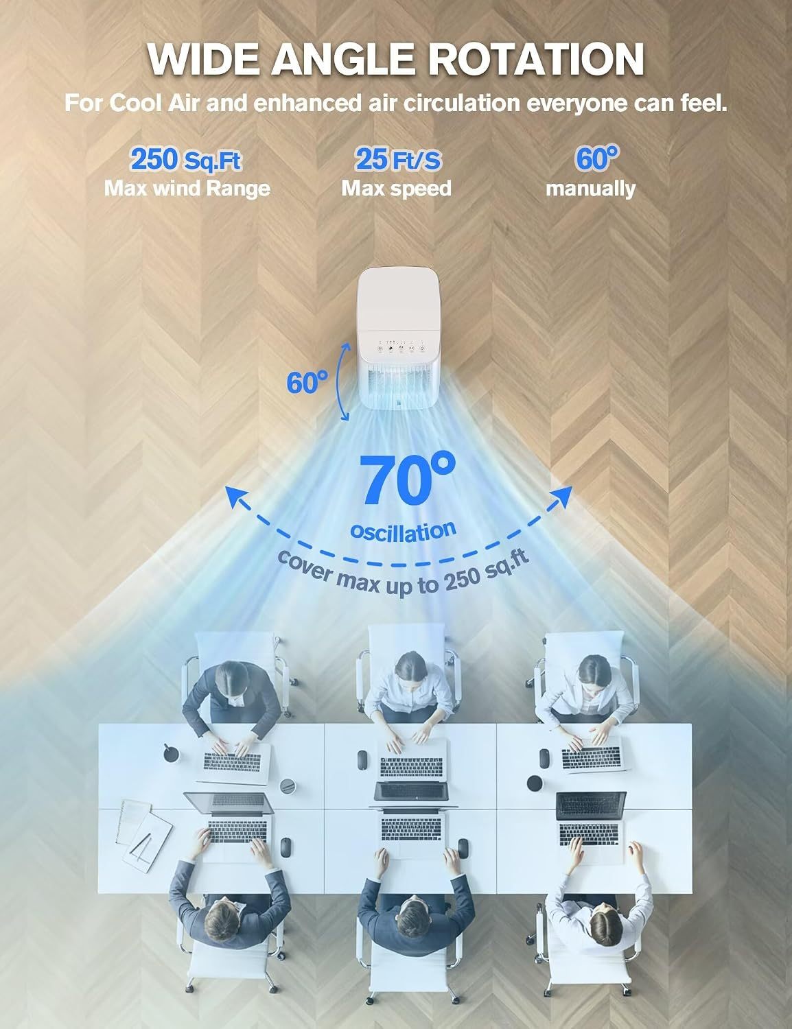 Portable Air Conditioners, 3-IN-1 Evaporative Air Cooler w/ 4 Ice Packs, 3L Water Tank for Cooing, 7H Timer for Auto-Off, Swamp Coolers with 70° Oscillation, White-10