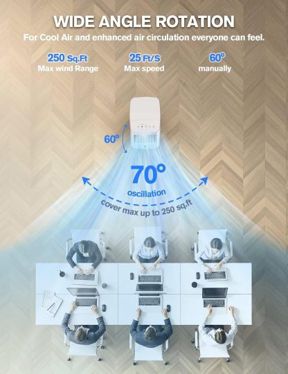 Portable Air Conditioners, 3-IN-1 Evaporative Air Cooler w/ 4 Ice Packs, 3L Water Tank for Cooing, 7H Timer for Auto-Off, Swamp Coolers with 70° Oscillation, White-10