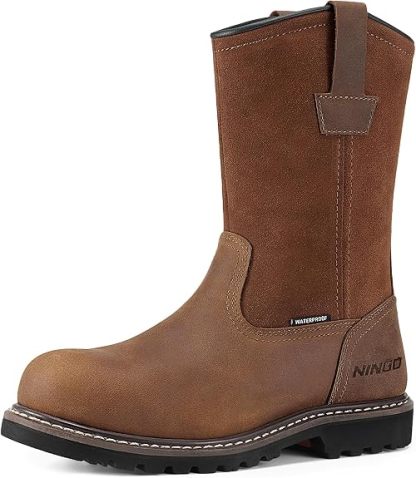 Botas de trabajo con punta de acero para hombre, botas Wellington impermeables