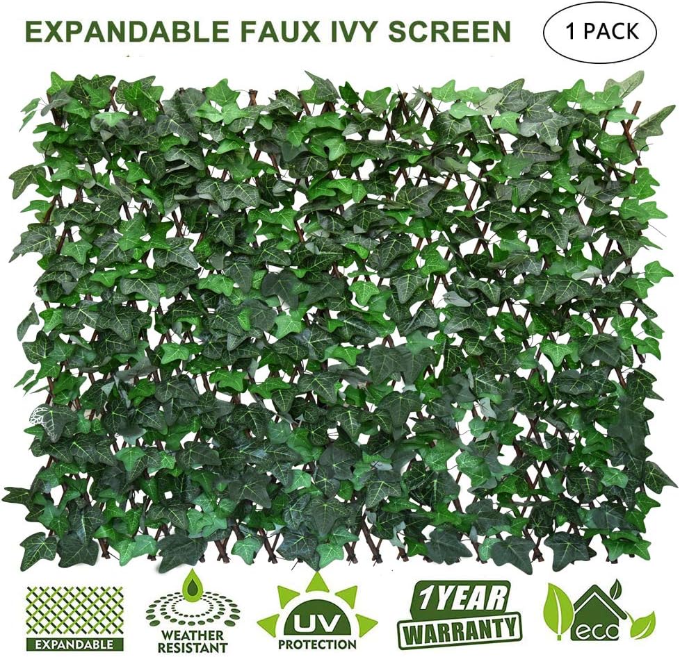 Expandable Artificial Ivy Lattice Privacy Fence Screen, Garden Fencing Panel with Realistic Leaves, Porch-Patio Decor Solution, Vertical Garden Trellis for Backyard Unsightly View Hiding Expandable Artificial Ivy Lattice Privacy Fence Screen, Garden Fencing Panel with Realistic Leaves, Porch-Patio Decor Solution, Vertical Garden Trellis for Backyard Unsightly View Hiding