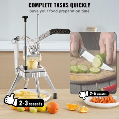 Picador comercial de verduras con 4 cuchillas de repuesto, cortador de patatas francesas de acero inoxidable y cortador de frutas para restaurantes y cocina casera
