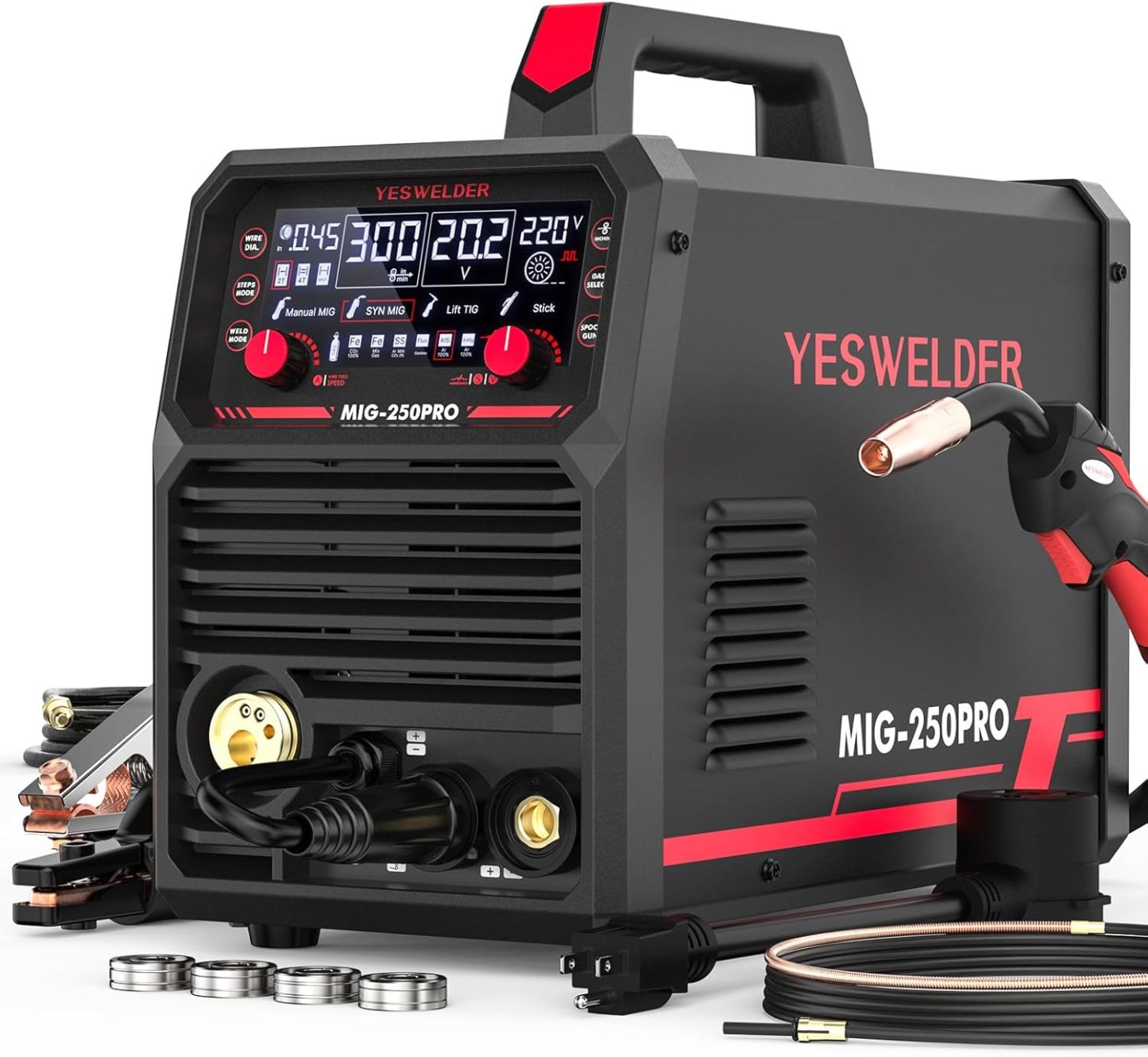 YESWELDER Soldadora Inversora Microalambre De 135 Amperios, 110 V Flux Core Soldadora Inversora， MIG/LIFT TIG/STICK MáQuina De Soldadura 3 En 1 Igbt Inverter Soldadora