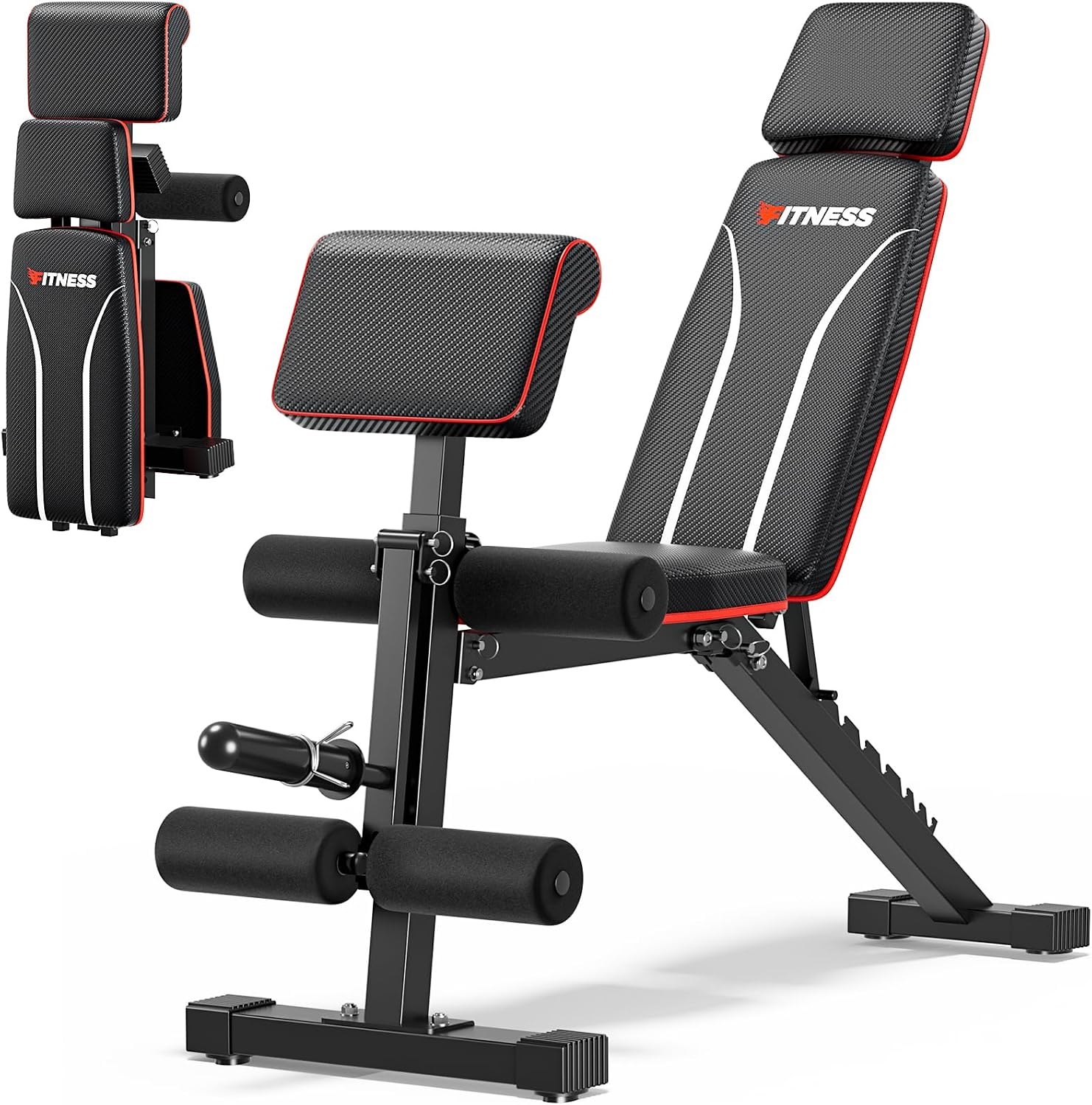 Banco de pesas ajustable para entrenamiento de cuerpo completo, bancos de inclinación plegables para gimnasio en casa con capacidad de peso de 750 libras y protección extendida para