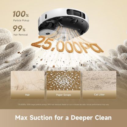 D30 Ultra CE Robot Aspirador y fregona, succión Potente de 25.000 Pa