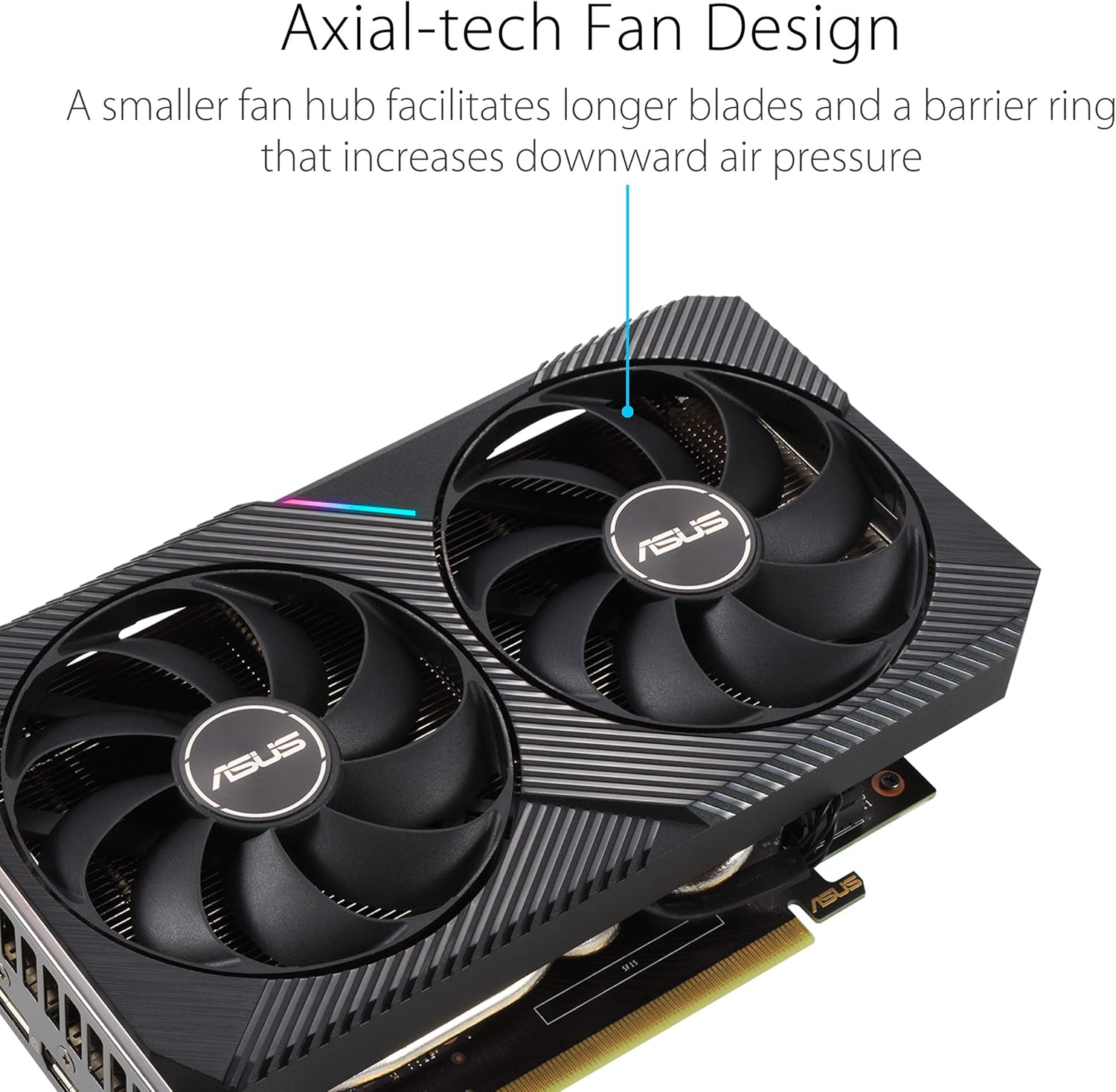 Asus Tarjeta Gráfica Nvidia GeForce RTX 3060 V2 Edición OC, DUAL-RTX3060-O12G-V2, 12GB GDDR6, HDMI/DP, diseño de Ventilador Axial-techm tecnología 0db
