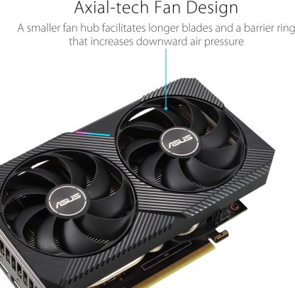 Asus Tarjeta Gráfica Nvidia GeForce RTX 3060 V2 Edición OC, DUAL-RTX3060-O12G-V2, 12GB GDDR6, HDMI/DP, diseño de Ventilador Axial-techm tecnología 0db