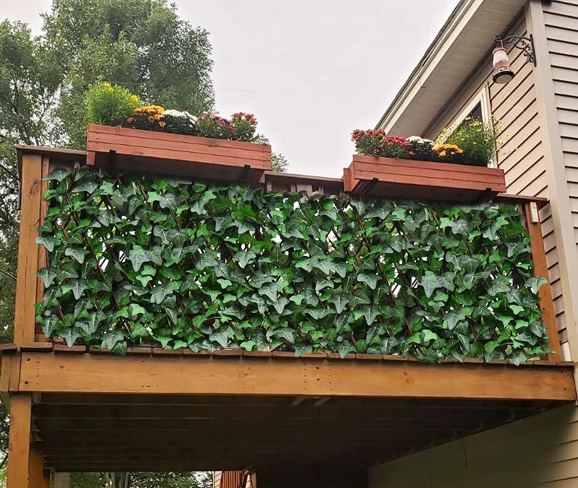 Expandable Artificial Ivy Lattice Privacy Fence Screen, Garden Fencing Panel with Realistic Leaves, Porch-Patio Decor Solution, Vertical Garden Trellis for Backyard Unsightly View Hiding Expandable Artificial Ivy Lattice Privacy Fence Screen, Garden Fencing Panel with Realistic Leaves, Porch-Patio Decor Solution, Vertical Garden Trellis for Backyard Unsightly View Hiding