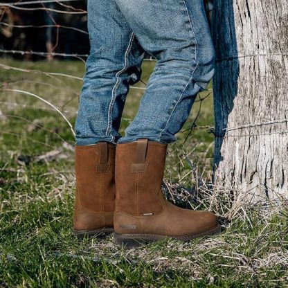 Botas de trabajo con punta de acero para hombre, botas Wellington impermeables