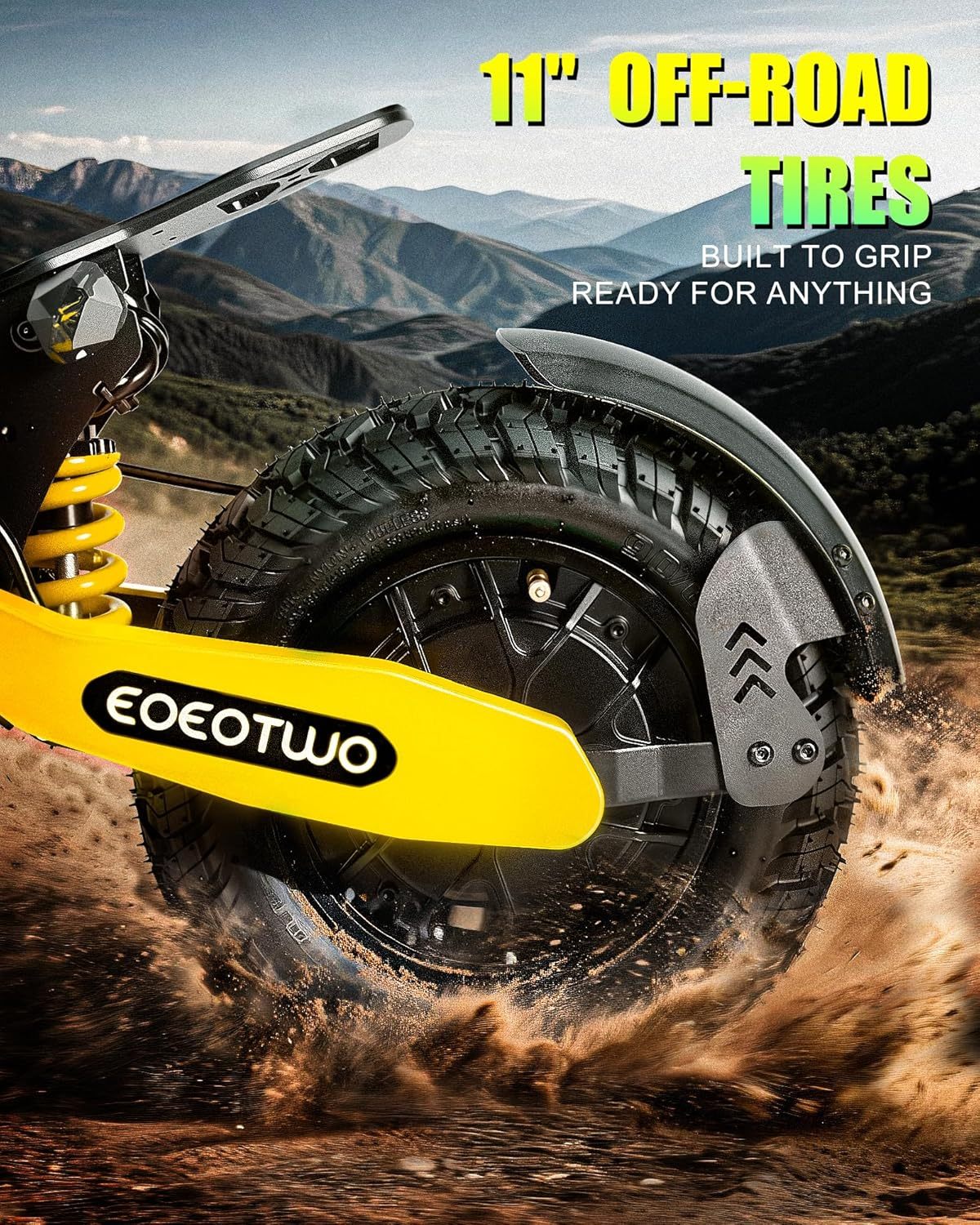 Scooter eléctrico para adultos, 1200 W/2400 W con motor Fast E, neumáticos todoterreno de 11 pulgadas, hasta 30/40 MPH de velocidad máxima y 20/43 millas de largo alcance, doble freno