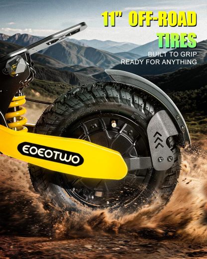 Scooter eléctrico para adultos, 1200 W/2400 W con motor Fast E, neumáticos todoterreno de 11 pulgadas, hasta 30/40 MPH de velocidad máxima y 20/43 millas de largo alcance, doble freno