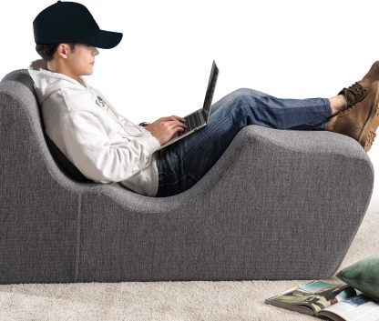 Lotus - Tumbona de Gravedad Cero, reclinable de Espuma para Sala de Estar, posicionamiento ergonómico para una Mejor relajación, Almohada incluida, sin Montaje, Gris Oscuro