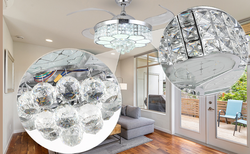 Ventilador de techo retr&aacute;ctil de cristal