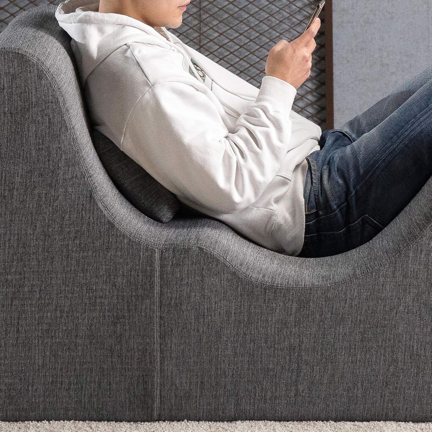 Lotus - Tumbona de Gravedad Cero, reclinable de Espuma para Sala de Estar, posicionamiento ergonómico para una Mejor relajación, Almohada incluida, sin Montaje, Gris Oscuro