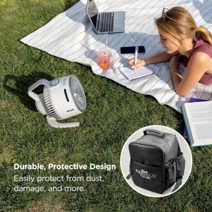 FlexBreeze HydroGo - Ventilador portátil ultrapotente con niebla evaporativa interior + exterior, hasta 70 pies de alcance, con cable e inalámbrico, hasta 12 horas batería,