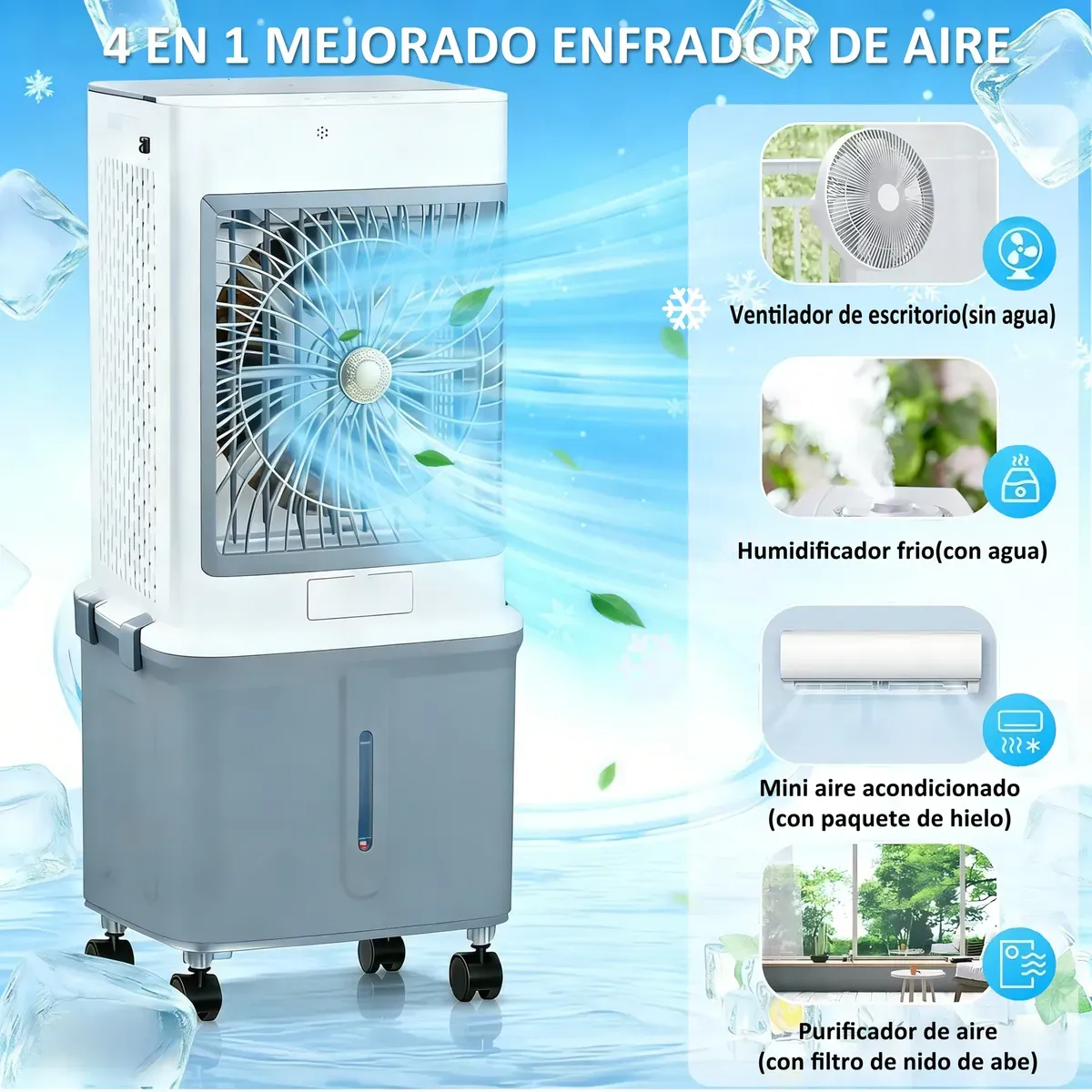Enfriador De Aire Portátil Acondicionado Ventilador Frio 35l