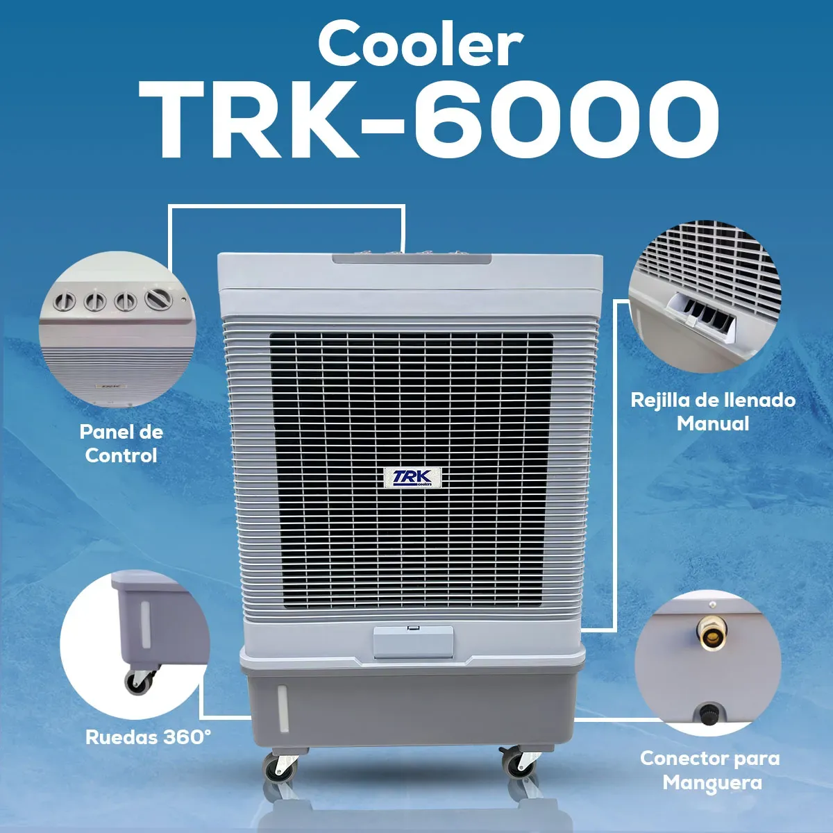 Enfriador Evaporativo Portátil 40 Litros Industrial Uso Rudo - Climatizador para Taller, Almacén, Exterior - 210W