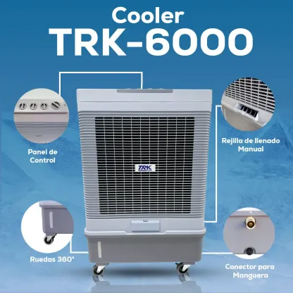 Enfriador Evaporativo Portátil 40 Litros Industrial Uso Rudo - Climatizador para Taller, Almacén, Exterior - 210W