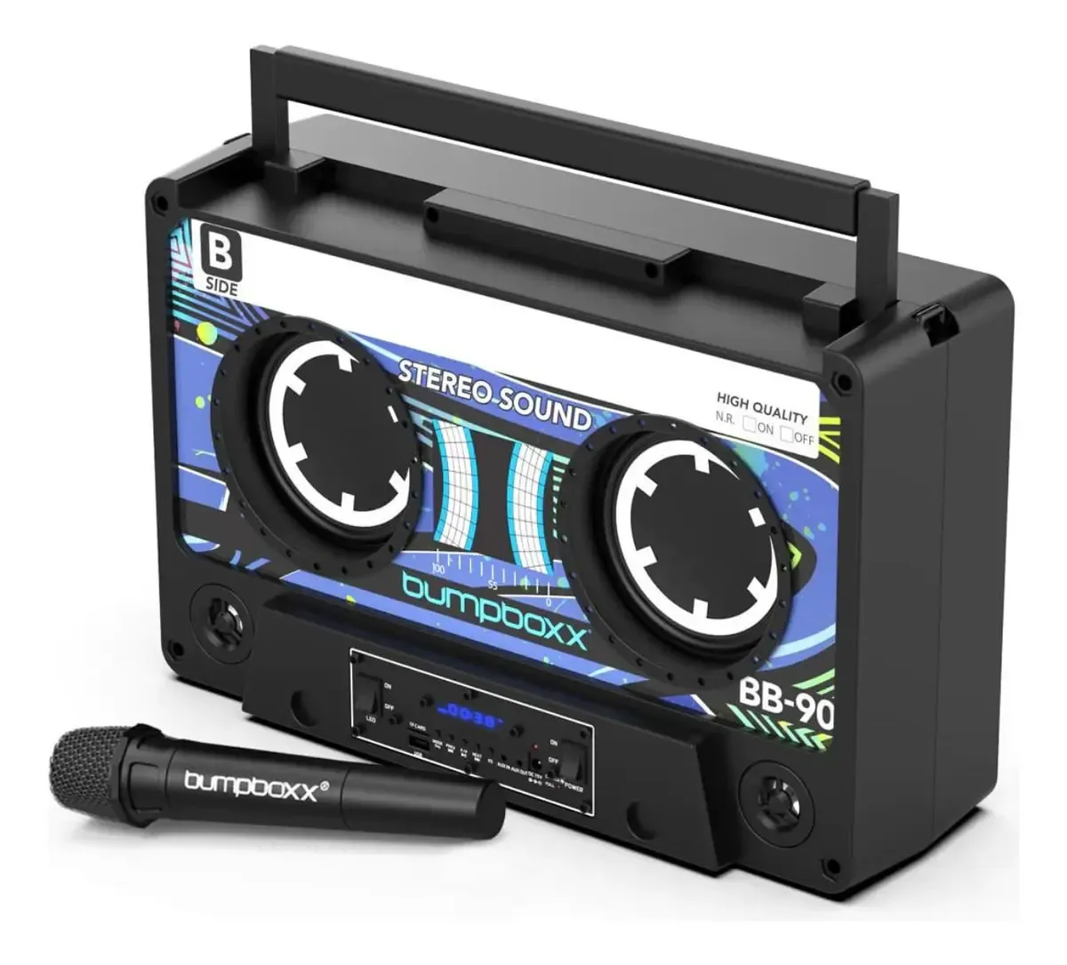 Bumpboxx Remixx Bluetooth Boombox | Altavoz Bluetooth con el aspecto de un casete | Devuelve las vibraciones de casete retro | Incluye micrófono inalámbrico | Resaltador amarillo