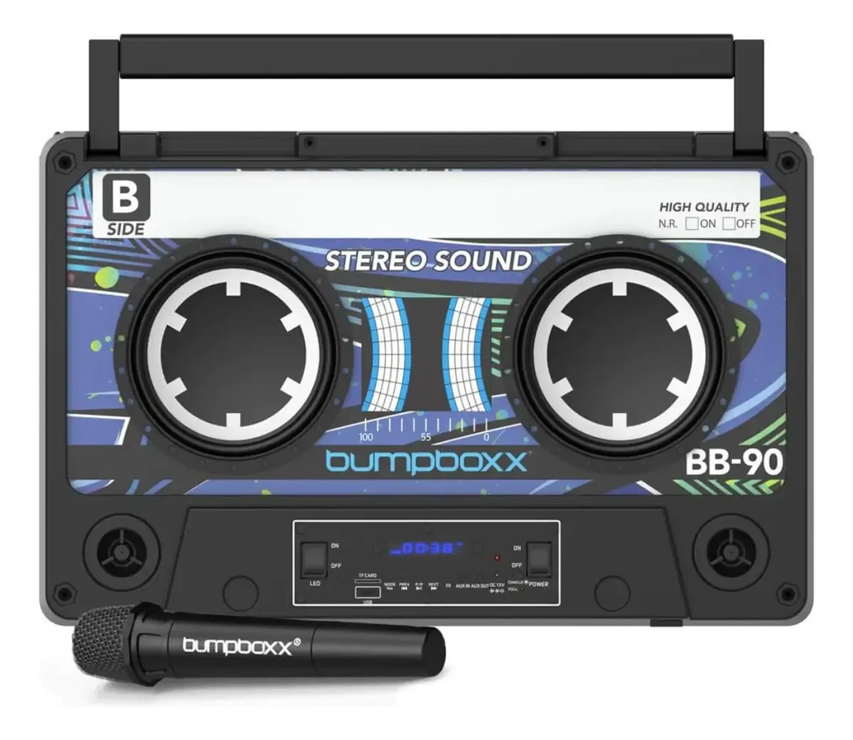 Bumpboxx Remixx Bluetooth Boombox | Altavoz Bluetooth con el aspecto de un casete | Devuelve las vibraciones de casete retro | Incluye micrófono inalámbrico | Resaltador amarillo