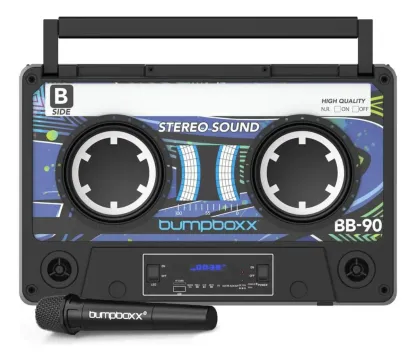 Bumpboxx Remixx Bluetooth Boombox | Altavoz Bluetooth con el aspecto de un casete | Devuelve las vibraciones de casete retro | Incluye micrófono inalámbrico | Resaltador amarillo