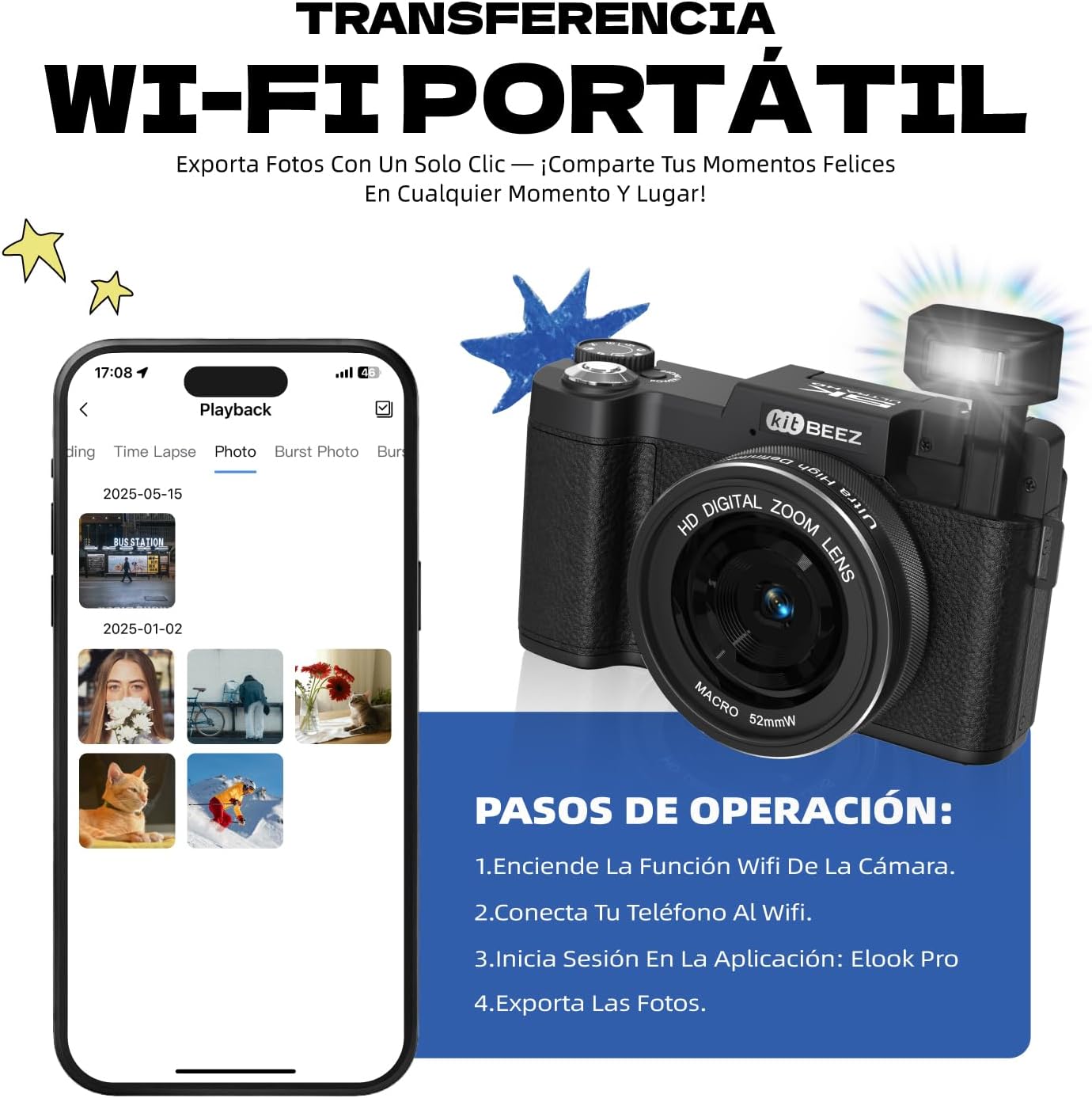 Cámara Digital 5K, Cámara de Vlogging Vintage 5K UHD con Zoom de 18X, 3'' 180°Flip Pantalla, Flash Retráctil, Cámara Portátil de Viajes con Tarjeta 32GB SD (Negro)