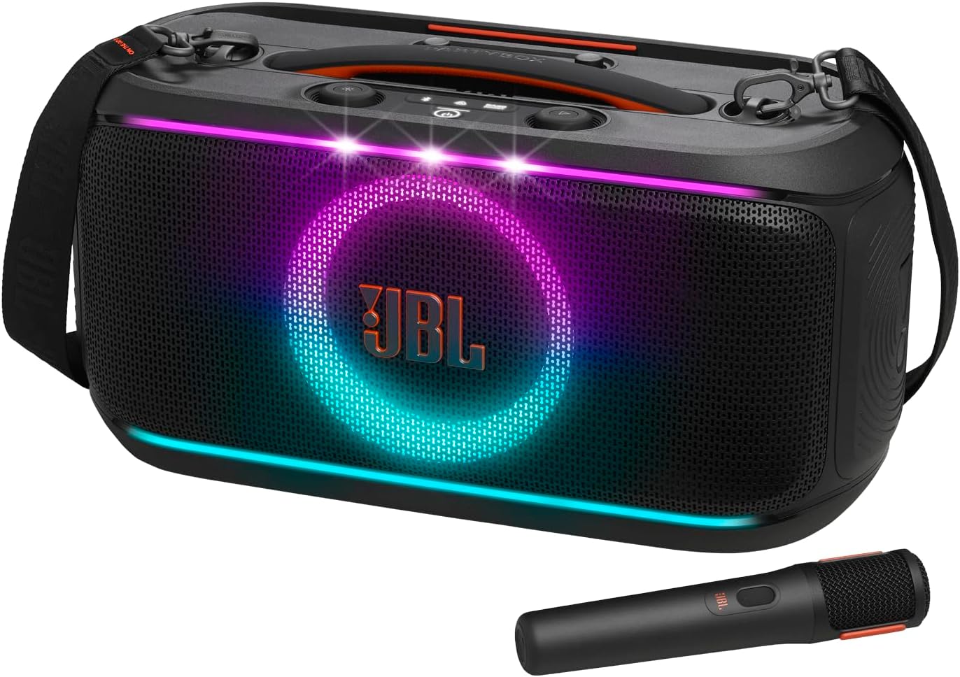 JBL PartyBox On-The-Go 2 - Altavoz portátil Bluetooth para Fiesta con micrófono inalámbrico, espectáculo de luz dinámico, 15 Horas de reproducción, Sonido JBL Pro y Enchufe británico (Tipo G)