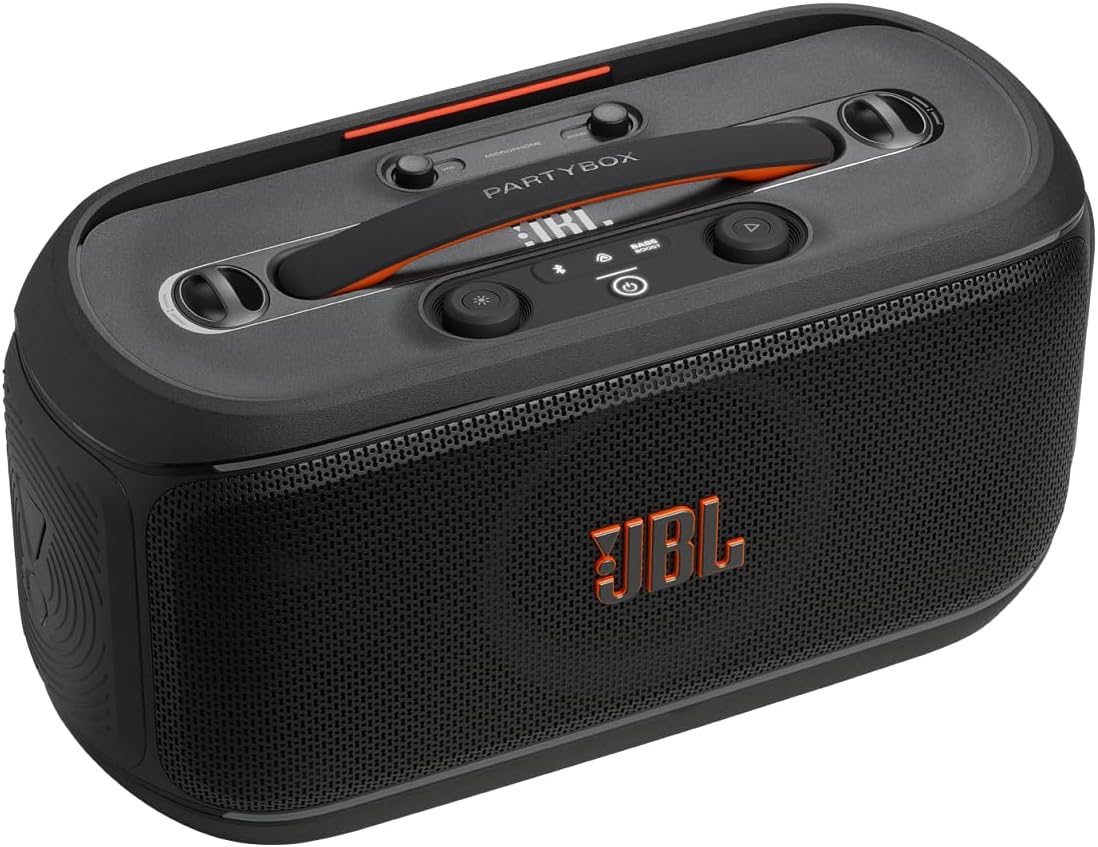 JBL PartyBox On-The-Go 2 - Altavoz portátil Bluetooth para Fiesta con micrófono inalámbrico, espectáculo de luz dinámico, 15 Horas de reproducción, Sonido JBL Pro y Enchufe británico (Tipo G)