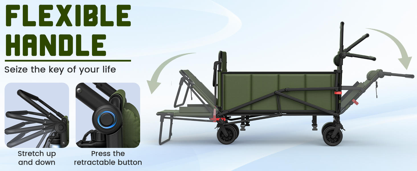 Heavy Duty Folding Wagon - 2-in-1 Collapsible Cart