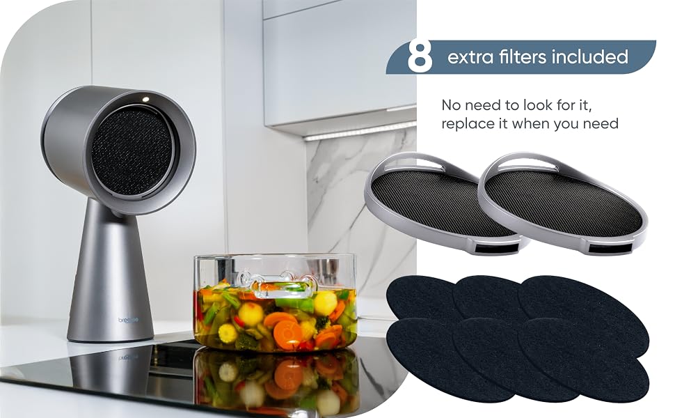 Campana portátil Breetee con 8 filtros adicionales para aire limpio